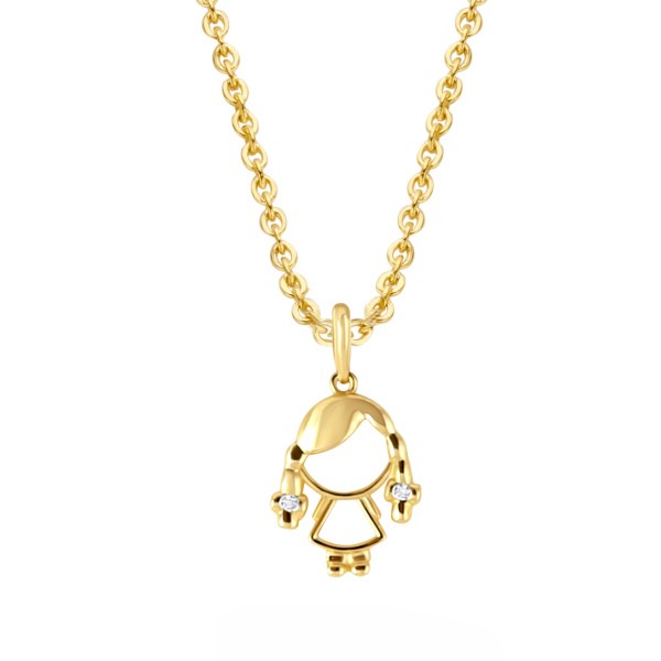 Kette Mädchen Zirkoni 14k Gold