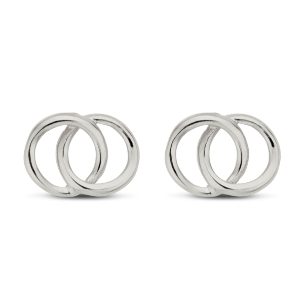 Ohrstecker Doppelkreis 14k Weißgold