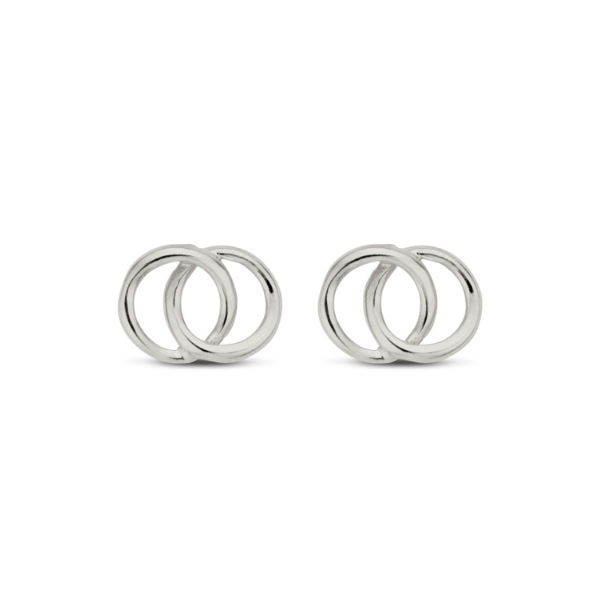 Ohrstecker Doppelkreis Weißgold
