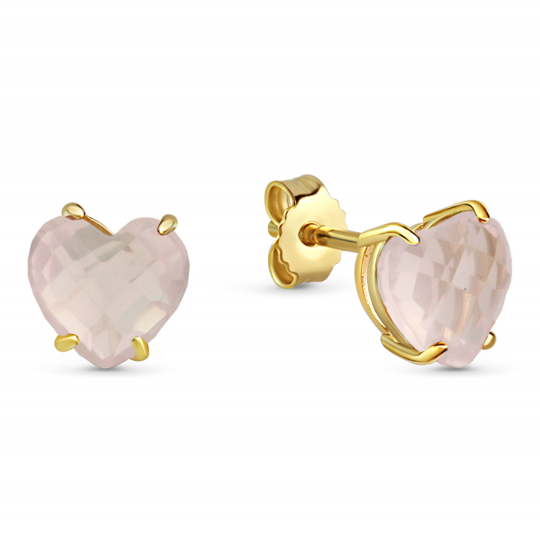 Ohrstecker Herz Rosenquarz 333 Gold