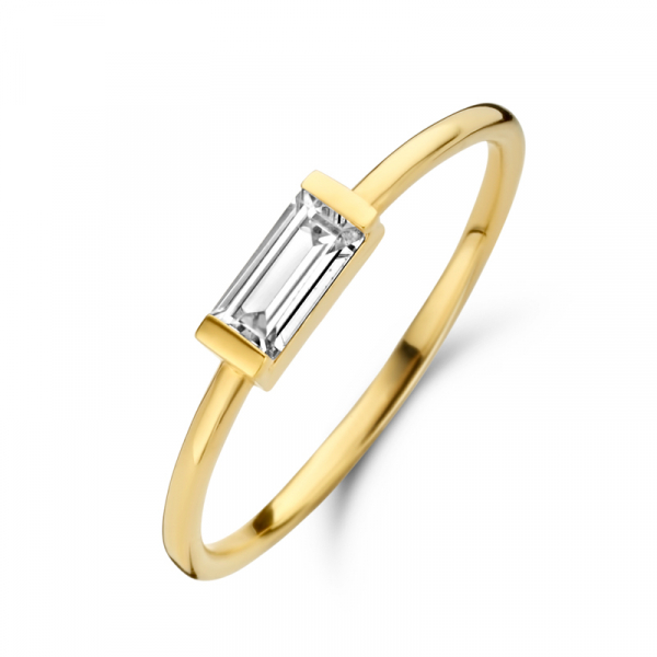 Damenring Baguette Zirkonia 925er Silber Gold