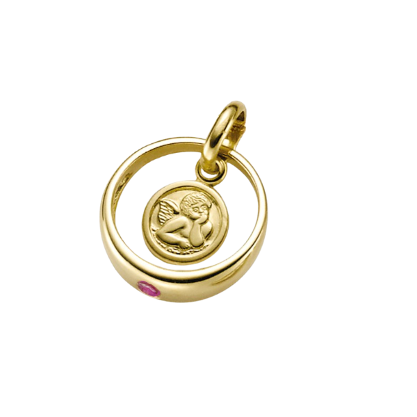 Anhänger Taufring Engel Rubin 8k Gold