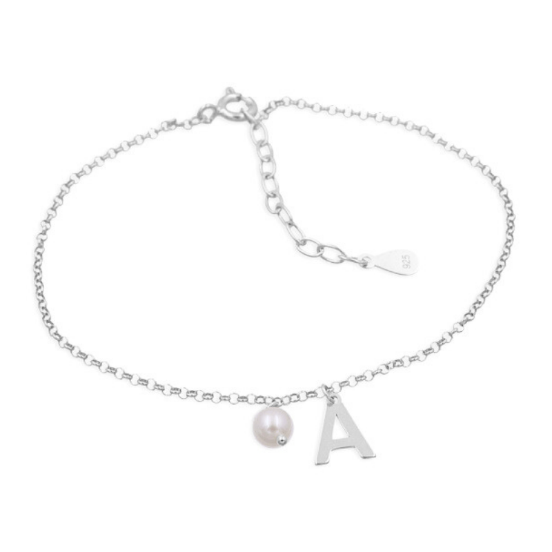 Armband Silber mit Initial und Perle