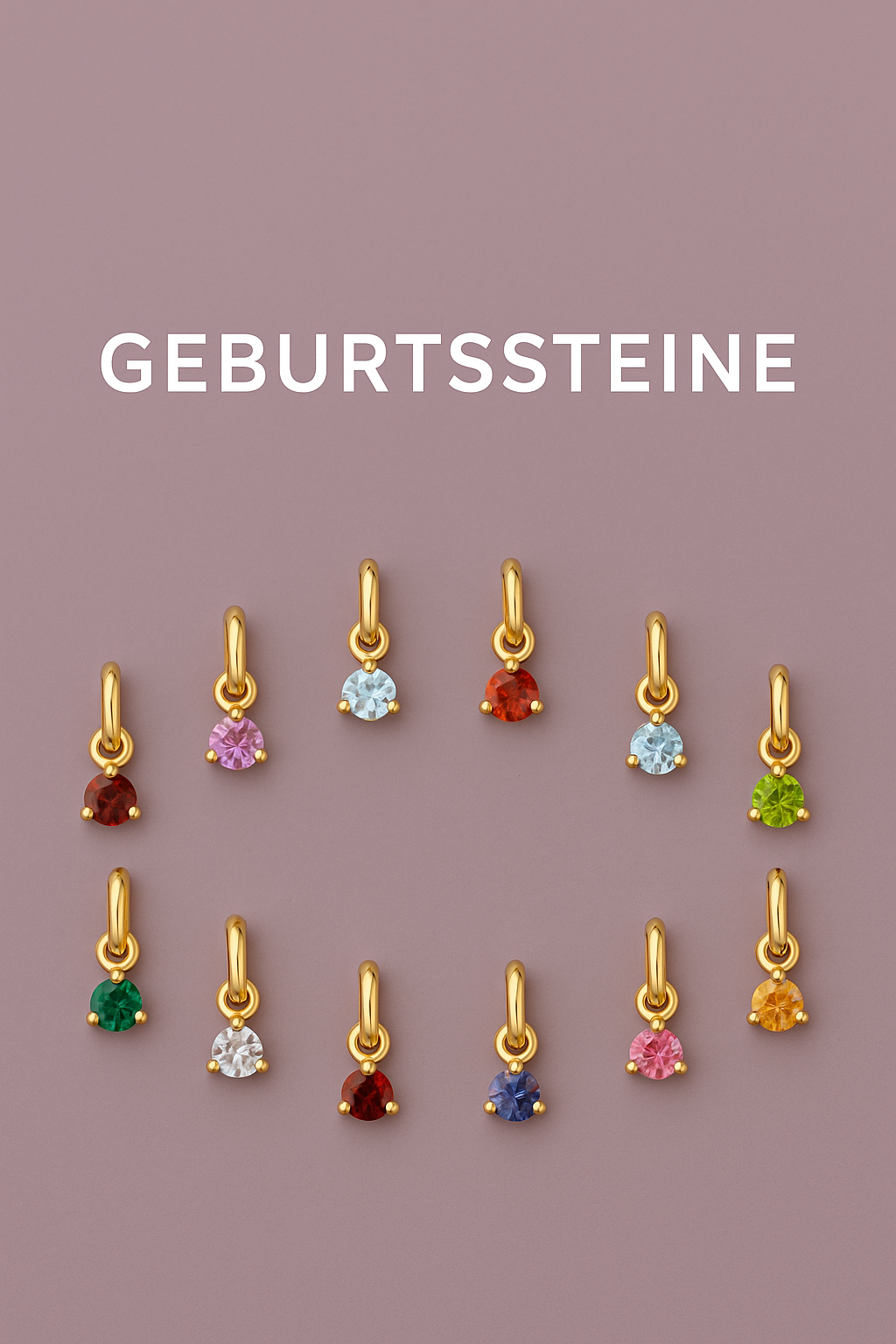 Geburtsstein-Anhänger in Gold – Übersicht