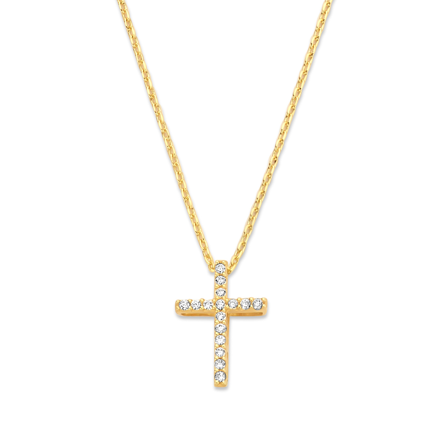 Kette Kreuz Zirkonia 14k Gold