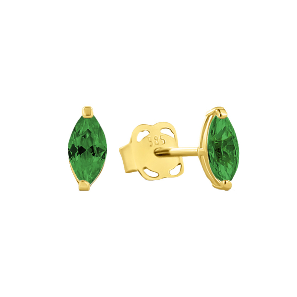 Ohrstecker Zirkonia Grün 14 k oval