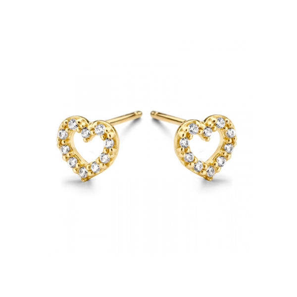 Ohrstecker Herz Zirkonia 14k