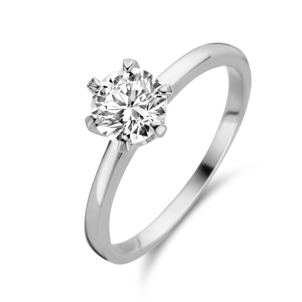 Rink Zirkonia 6 mm 14k Weißgold