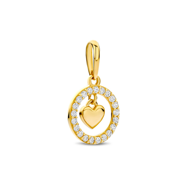 Anhänger Kreis mit Herz seitlich 14k