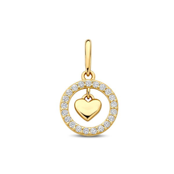 Anhänger Kreis mit kleinem Herz 14k