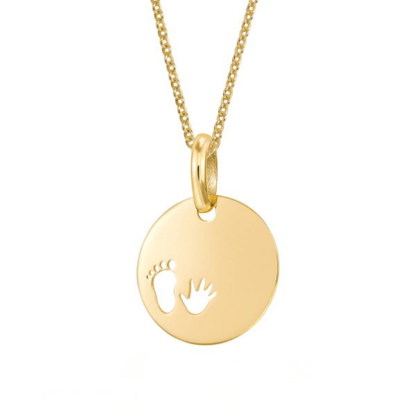 Anhänger rund Hand Fuss echtgold ohne Kette