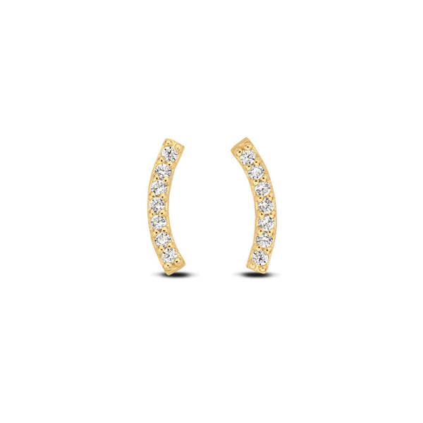 Ohrstecker Bogen 14k mit Zirkonia