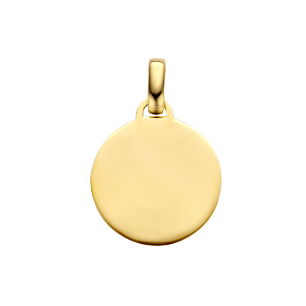 Gravur Anhänger Coin 14 mm 14k Gold