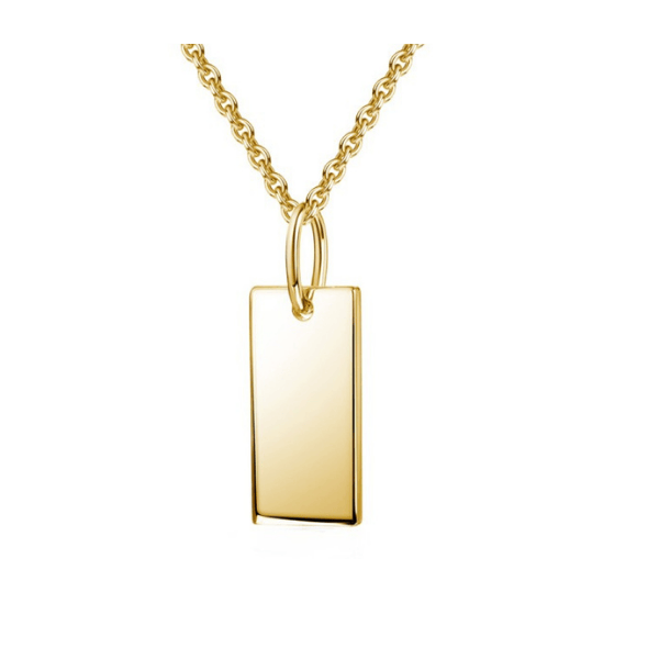 Kette Rechteck Gravur 925 Silber vergoldet