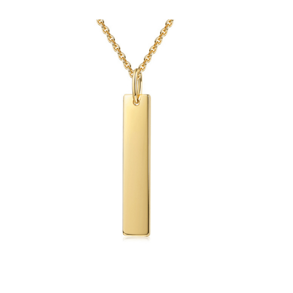 Kette mit länglichem Anhänger zum Gravieren silber vergoldet