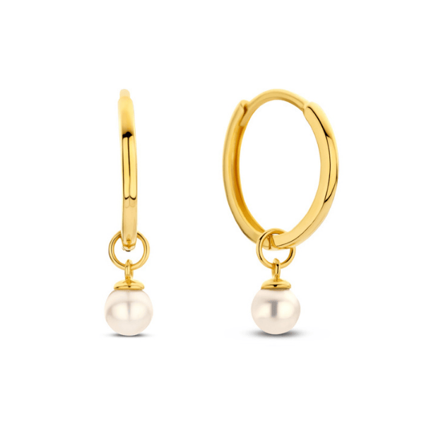 Creolen mit Perle 14k Gold