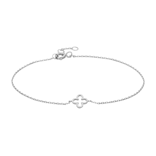 Weißgoldarmband Klee 14k