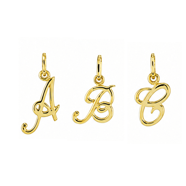Buchstabenanhänger Schreibschrift 10 mm 333 Gold