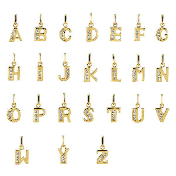 Buchstabenanhänger 6 mm Zirkonia 8k Gold