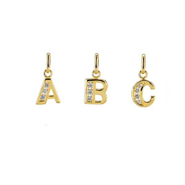 Buchstabenanhänger Zirkonia 8k Gold