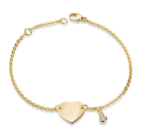 D-Armband Herz Zirkonia 8k Gold