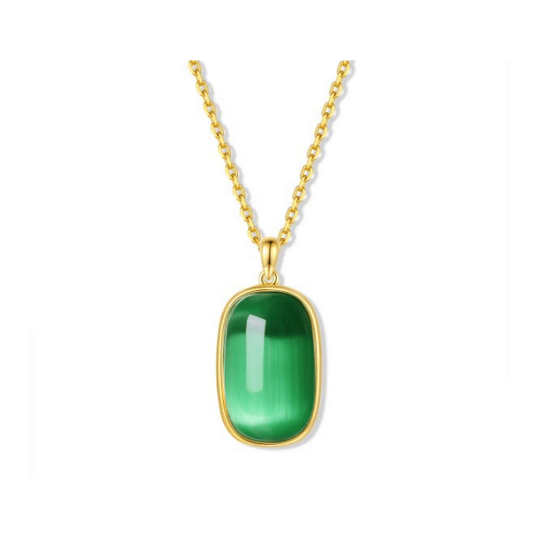 Kette Grün 925 Silber vergoldet