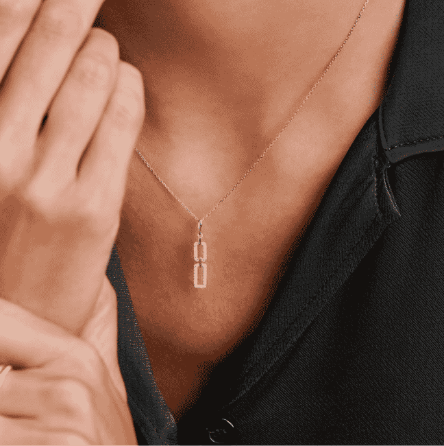 Kette zweigliedriger Anhänger Zirkonia 14k Gold Model