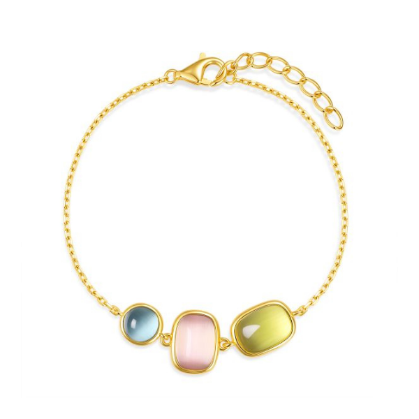 Statement Armband Blau Gelb Rosa Silber vergoldet