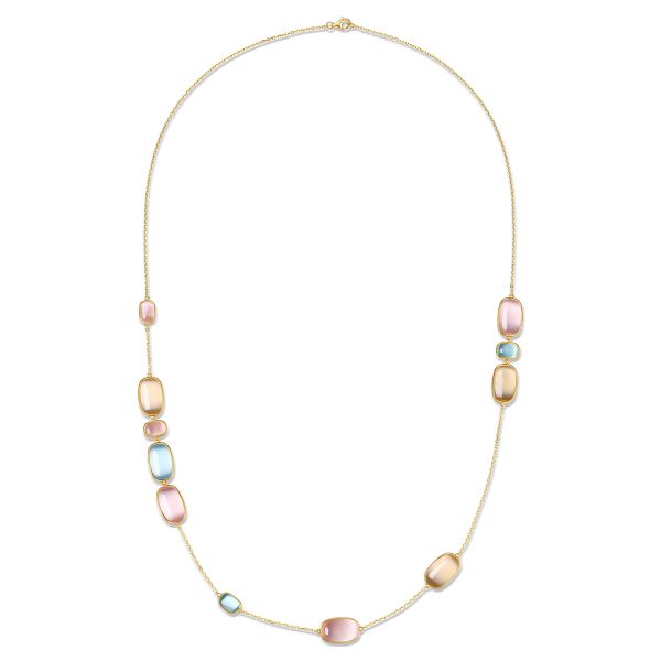 Lange Kette Multicolor 80 cm 925 Silber vergoldet