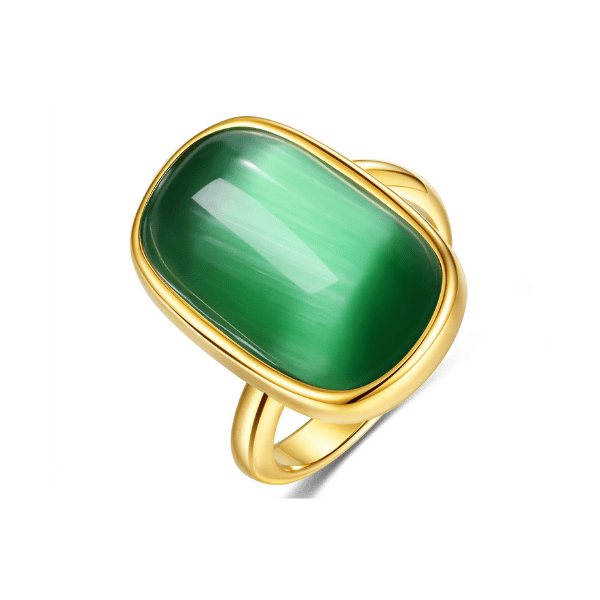 Statement Ring Grün 925 Silber vergoldet