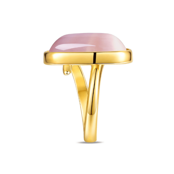 Statement Ring rosa 925 Silber vergoldet seitlich