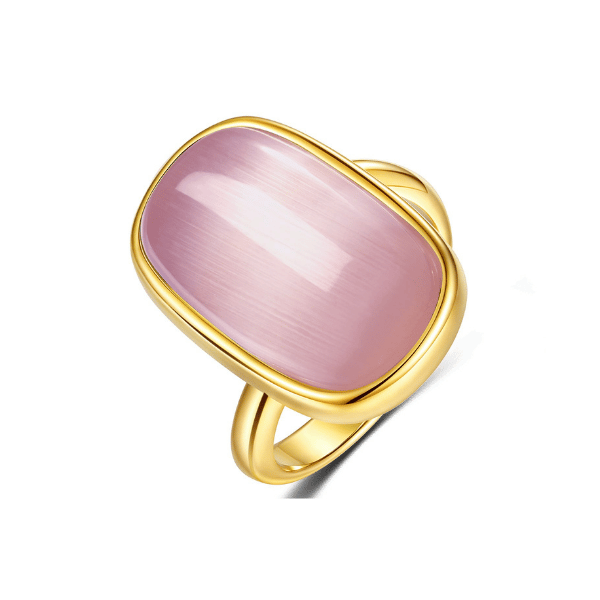 tatement Ring rosa 925 Silber vergoldet