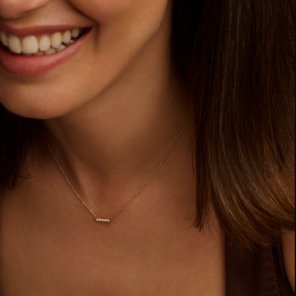 Kette Bar Zirkonia 14k Gold Model