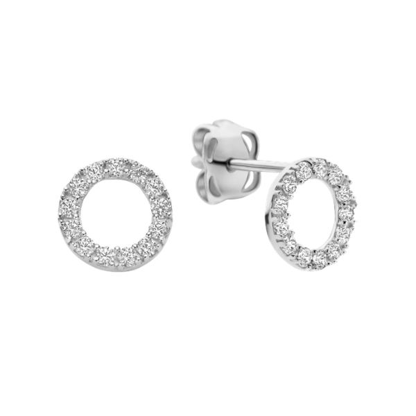 Ohrstecker Circle 5.7 mm Zirkonia 14k Weißgold