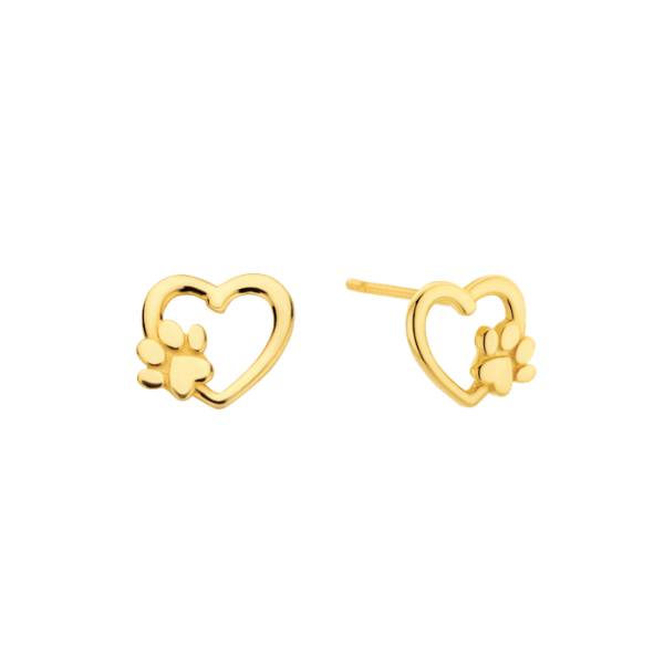Ohrstecker Herz Pfote 585 Gold