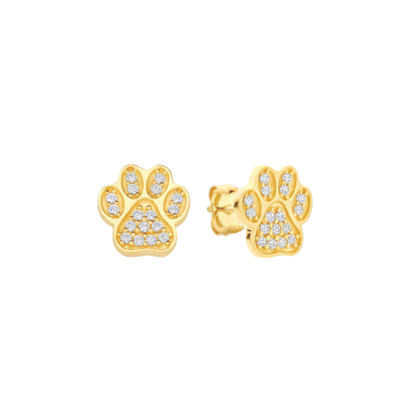 Ohrstecker Hundepfote Zirkonia 14k Gold