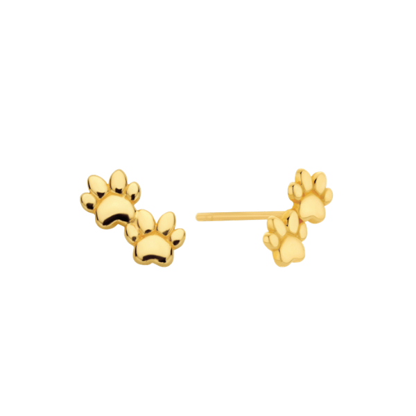 Ohrstecker Pfote Double 14k Gold