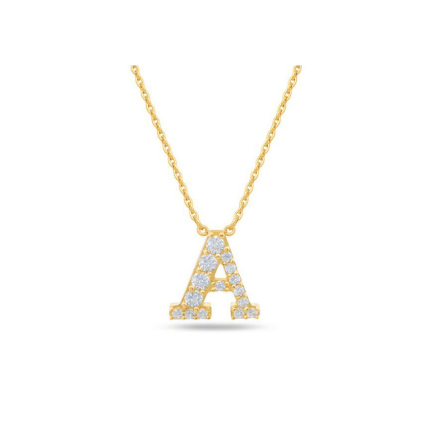 Kette Buchstabe Zirkonia 14k Gold A