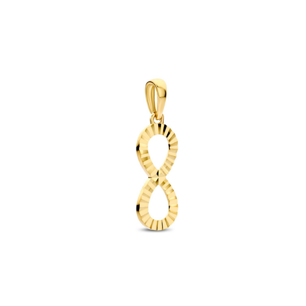 Anhänger Infinity diamantiert 14k Gold seitlich