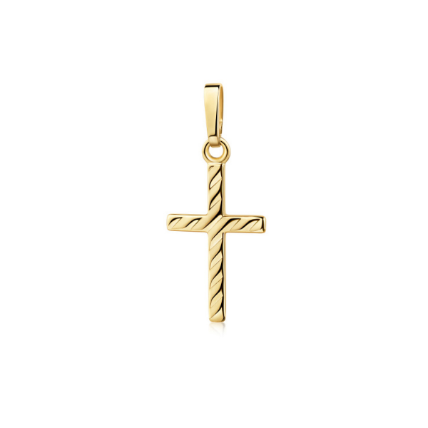 Anhänger Kreuz gerillt 15 mm 14k Gold