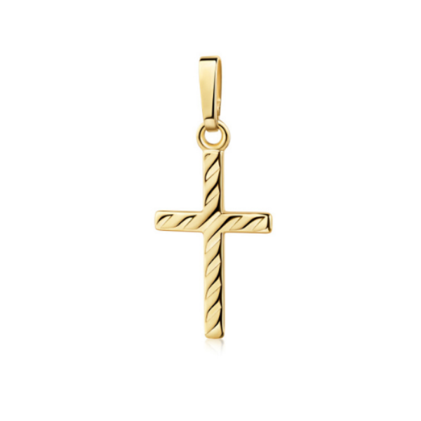 nhaenger Kreuz gerillt 15mm 585 Gold