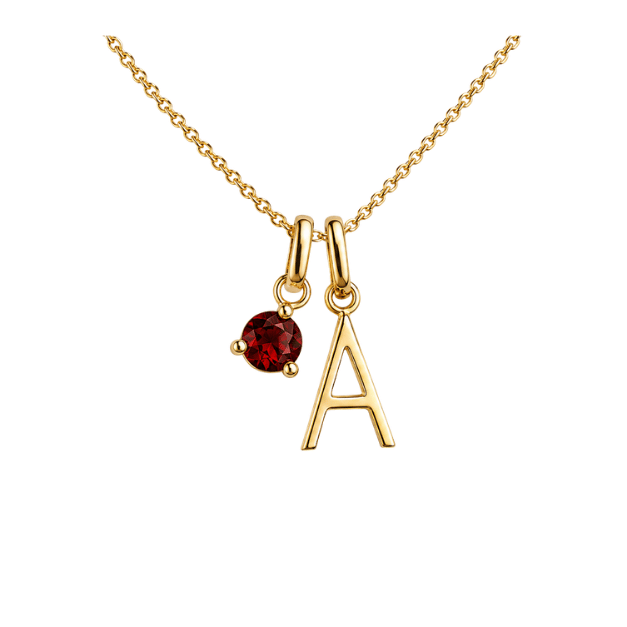 Initialen-Kette groß mit Geburtsstein 8k Gold