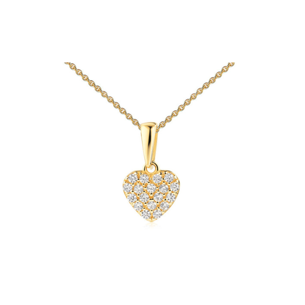Anhänger Herz Zirkonia 7 mm 8k Gold Kettenansicht