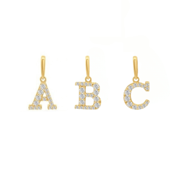 Buchstabenanhänger Zirkonia 7.5 mm 14k Gold