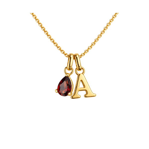 Initial-Kette mit Geburtsstein Drop 8k Gold