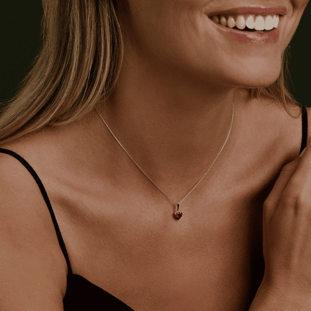 Kette Herz Zirkonia rot 14k Gold Model