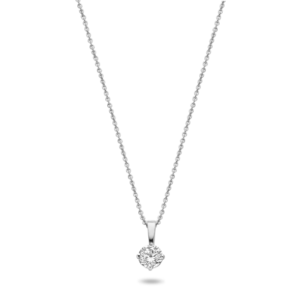 Kette Solitär Zirkonia 14k Weißgold Totalansicht