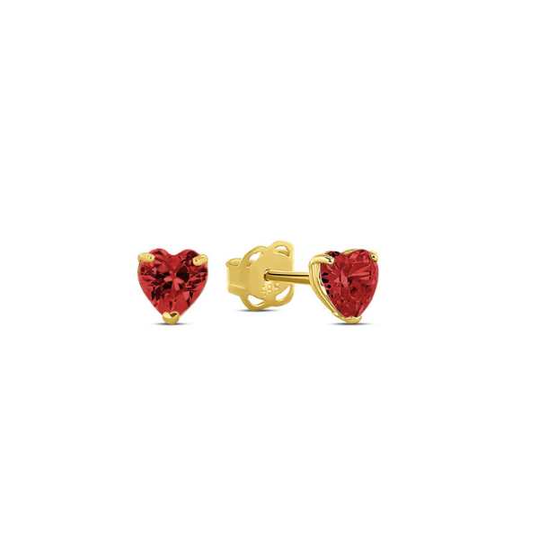 Ohrstecker Herz Zirkonia rot 14k Gold