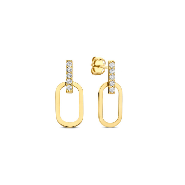 Ohrstecker Oval Zirkonia 14k Gold