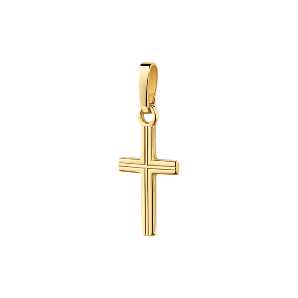 Anhänger Kreuz Rillenstruktur 14k Gold